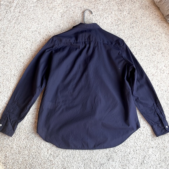 FRANK & EILEEN Eileen Sheer Poplin Striped Navy Shirt - Picture 7 of 16